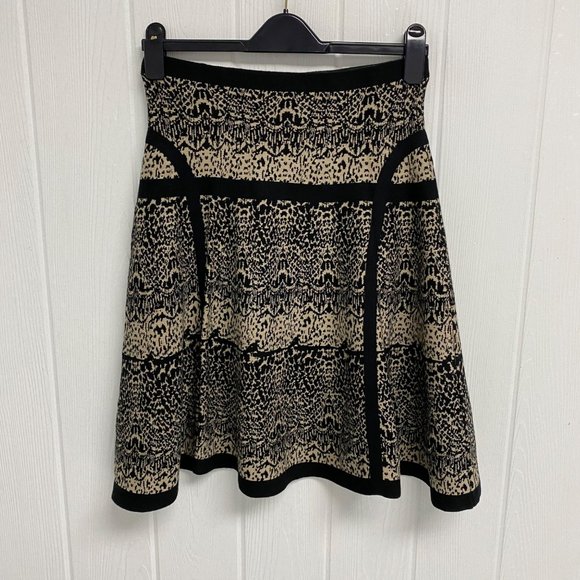 Sloni petite women's knit skirt A-line pull on black beige size P/M - Picture 8 of 8